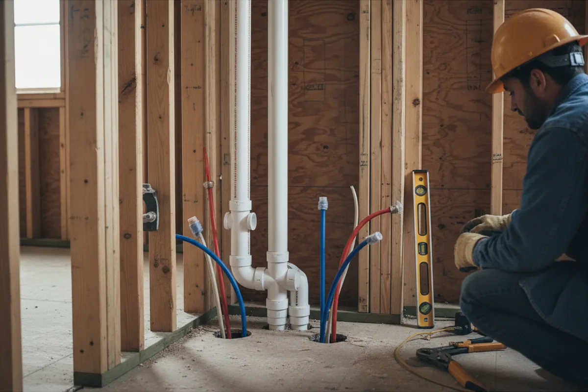 Drain and supply rough-in during Toilet Repair and Installation in Millis