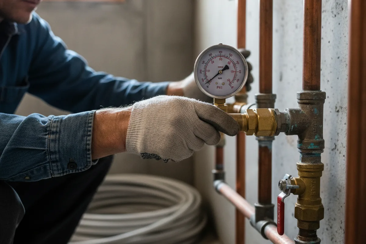 Pressure testing a repaired line during Water Line Repair in Millis